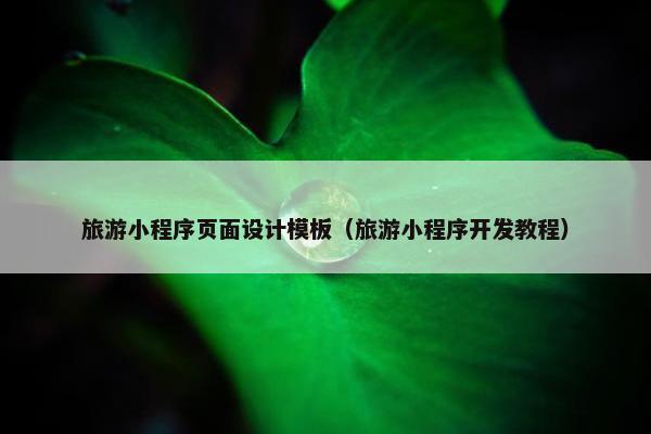 旅游小程序页面设计模板（旅游小程序开发教程）
