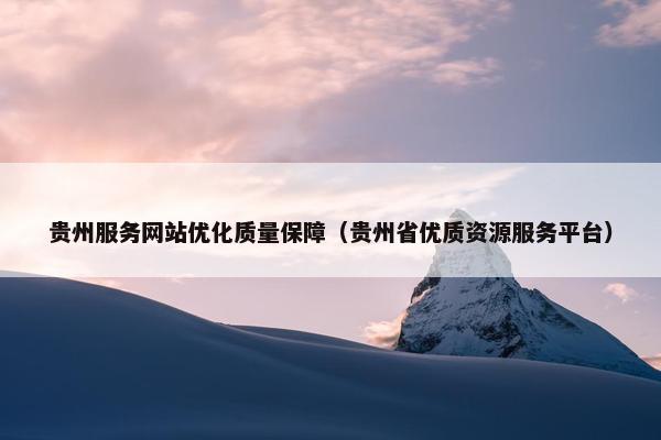 贵州服务网站优化质量保障（贵州省优质资源服务平台）