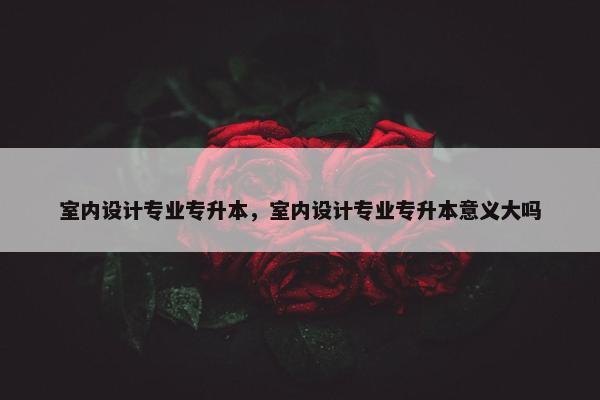 室内设计专业专升本，室内设计专业专升本意义大吗