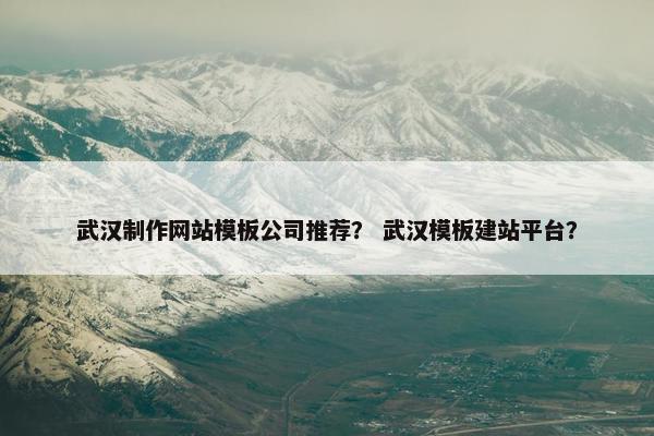 武汉制作网站模板公司推荐？ 武汉模板建站平台？