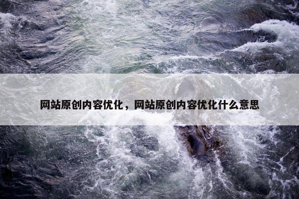 网站原创内容优化，网站原创内容优化什么意思