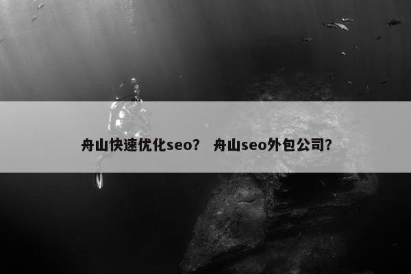 舟山快速优化seo？ 舟山seo外包公司？