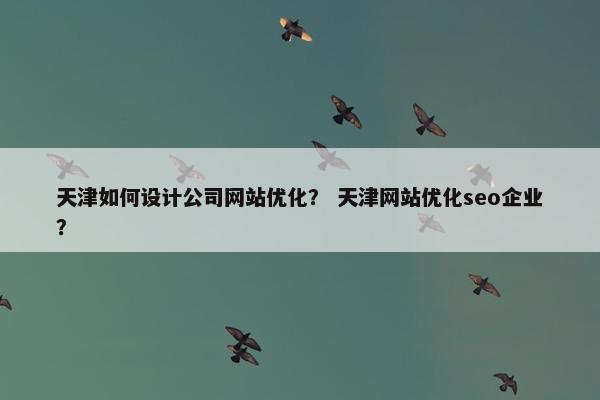 天津如何设计公司网站优化？ 天津网站优化seo企业？