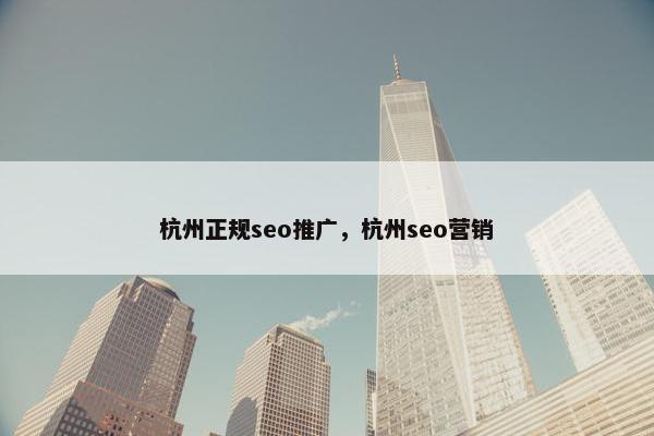 杭州正规seo推广，杭州seo营销