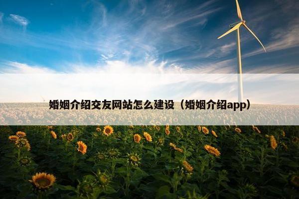 婚姻介绍交友网站怎么建设（婚姻介绍app）