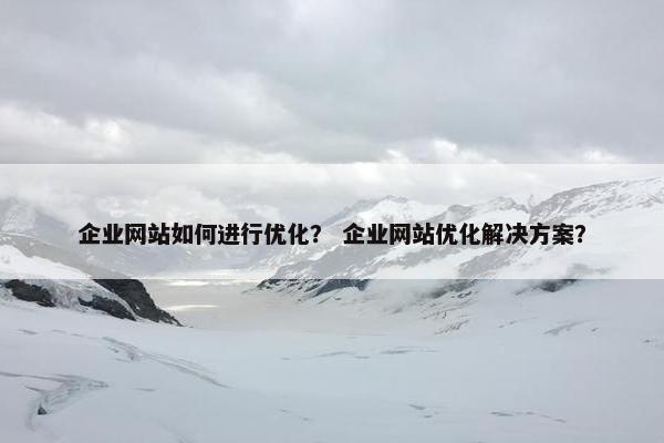 企业网站如何进行优化？ 企业网站优化解决方案？