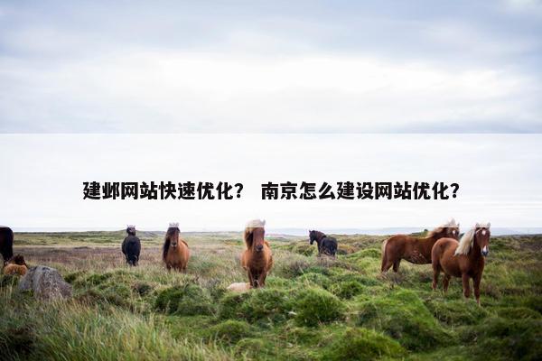 建邺网站快速优化？ 南京怎么建设网站优化？
