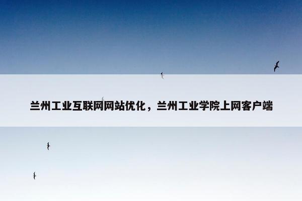 兰州工业互联网网站优化，兰州工业学院上网客户端