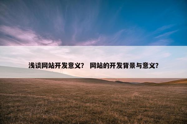 浅谈网站开发意义？ 网站的开发背景与意义？