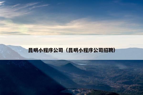 昆明小程序公司（昆明小程序公司招聘）