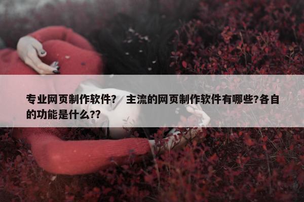 专业网页制作软件？ 主流的网页制作软件有哪些?各自的功能是什么?？