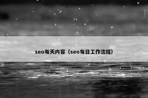 seo每天内容（seo每日工作流程）