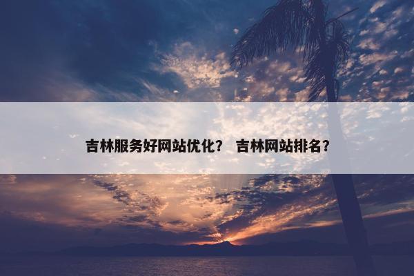 吉林服务好网站优化？ 吉林网站排名？