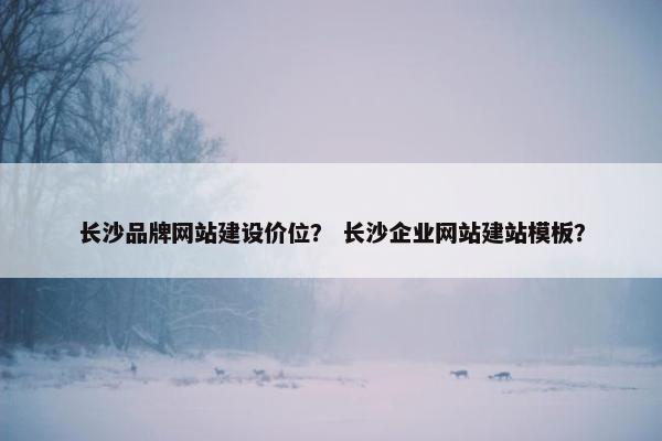 长沙品牌网站建设价位？ 长沙企业网站建站模板？