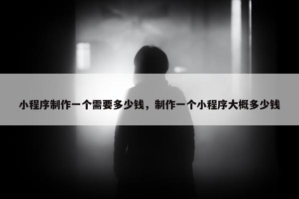 小程序制作一个需要多少钱，制作一个小程序大概多少钱