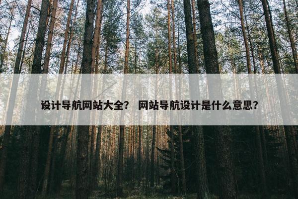 设计导航网站大全？ 网站导航设计是什么意思？