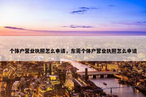 个体户营业执照怎么申请，东莞个体户营业执照怎么申请