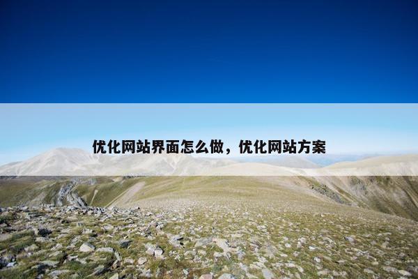优化网站界面怎么做，优化网站方案