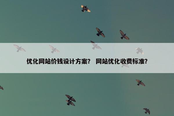 优化网站价钱设计方案？ 网站优化收费标准？