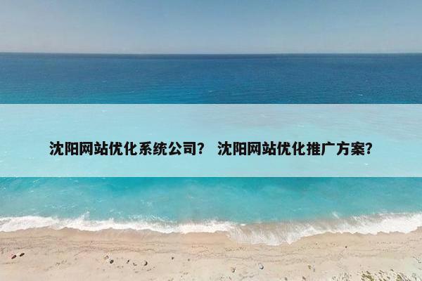 沈阳网站优化系统公司？ 沈阳网站优化推广方案？