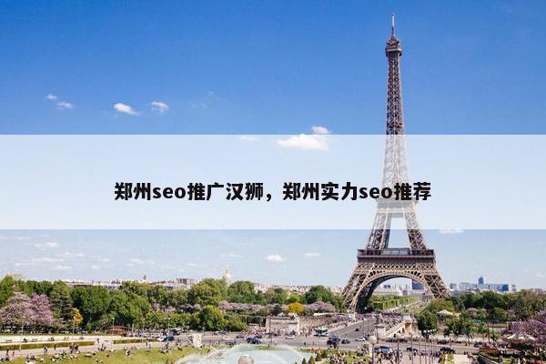 郑州seo推广汉狮，郑州实力seo推荐