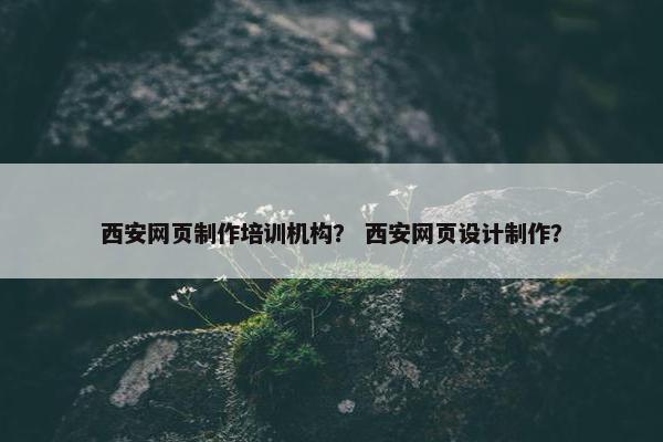 西安网页制作培训机构？ 西安网页设计制作？