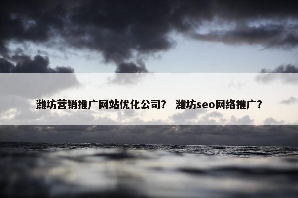 潍坊营销推广网站优化公司？ 潍坊seo网络推广？