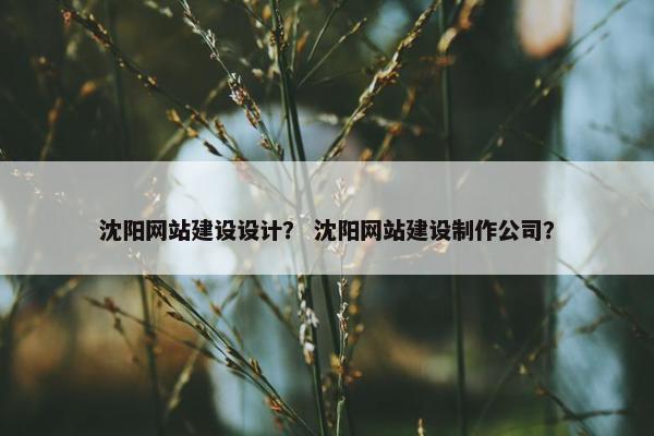 沈阳网站建设设计？ 沈阳网站建设制作公司？