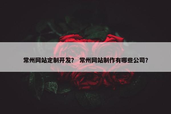 常州网站定制开发？ 常州网站制作有哪些公司？