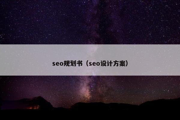 seo规划书（seo设计方案）