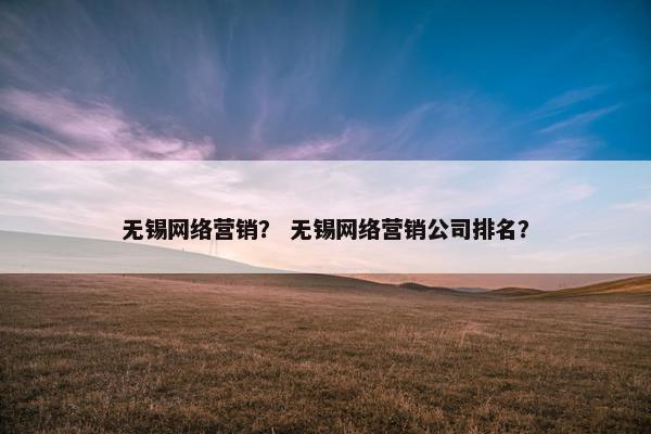 无锡网络营销？ 无锡网络营销公司排名？