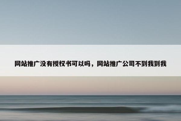 网站推广没有授权书可以吗，网站推广公司不到我到我