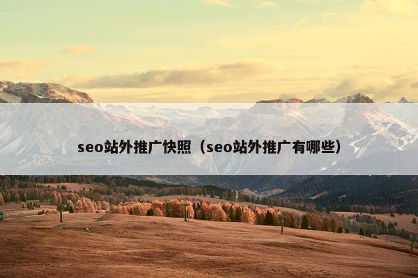 seo站外推广快照（seo站外推广有哪些）