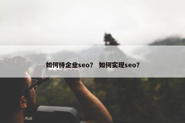 如何待企业seo？ 如何实现seo？