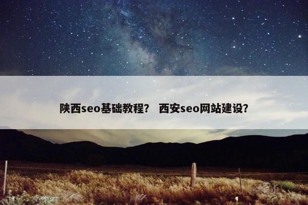 陕西seo基础教程？ 西安seo网站建设？