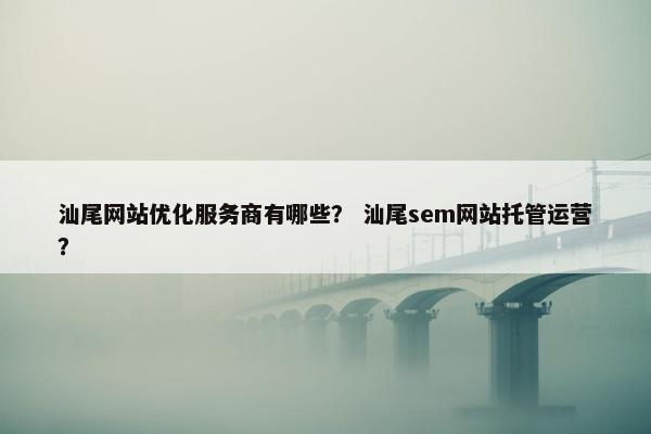 汕尾网站优化服务商有哪些？ 汕尾sem网站托管运营？