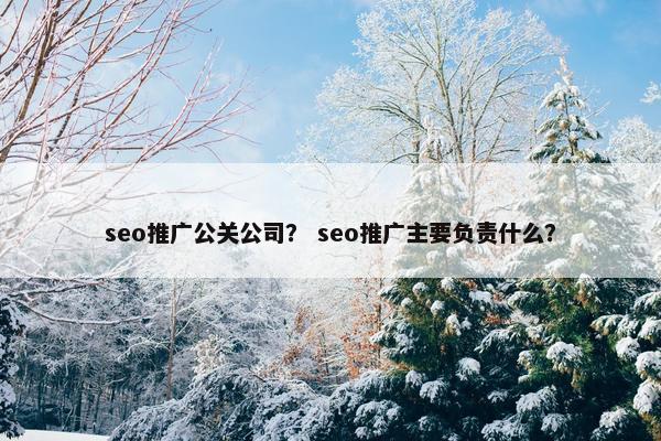 seo推广公关公司？ seo推广主要负责什么？