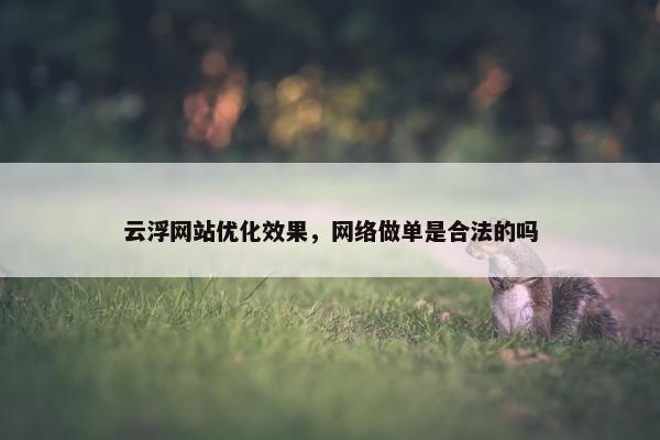 云浮网站优化效果，网络做单是合法的吗