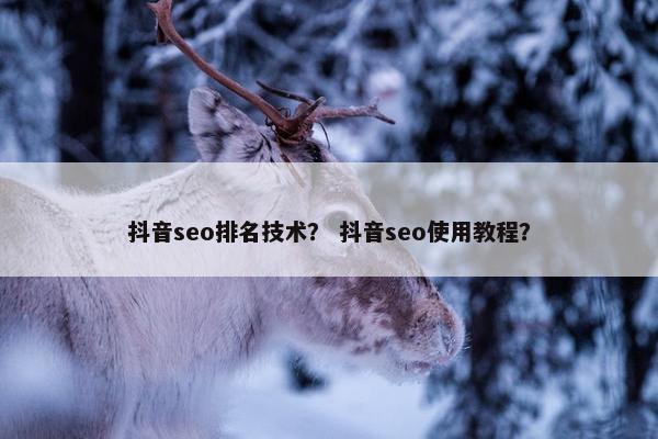 抖音seo排名技术？ 抖音seo使用教程？
