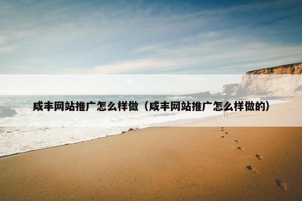 咸丰网站推广怎么样做（咸丰网站推广怎么样做的）
