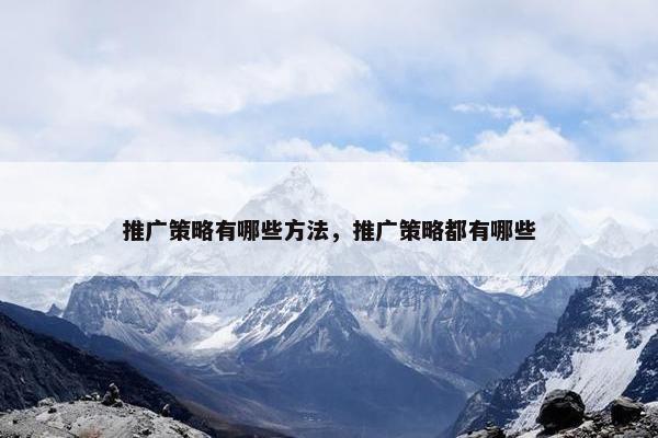 推广策略有哪些方法，推广策略都有哪些