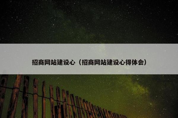 招商网站建设心（招商网站建设心得体会）