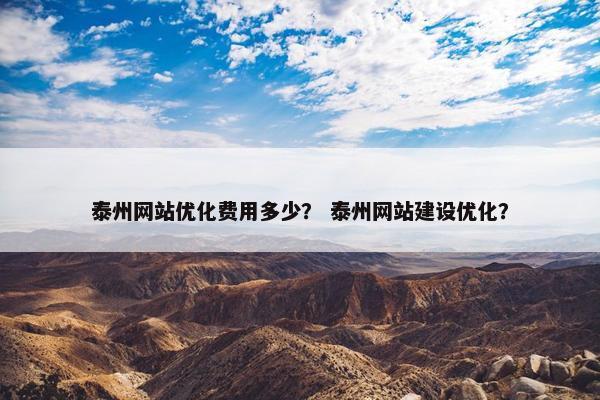 泰州网站优化费用多少？ 泰州网站建设优化？