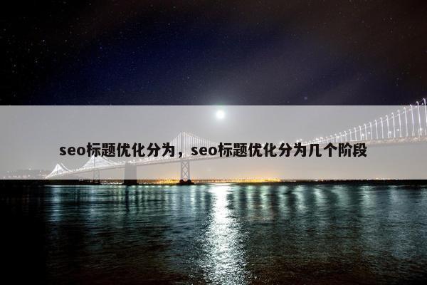 seo标题优化分为，seo标题优化分为几个阶段
