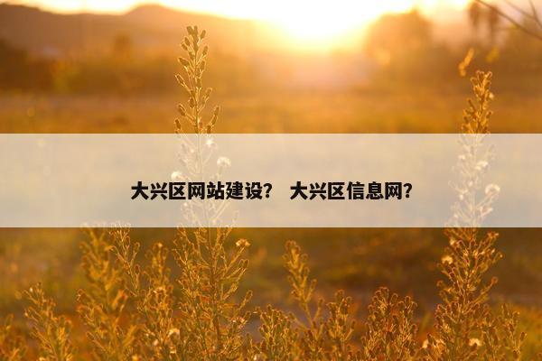 大兴区网站建设？ 大兴区信息网？