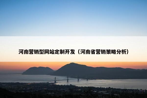 河南营销型网站定制开发（河南省营销策略分析）
