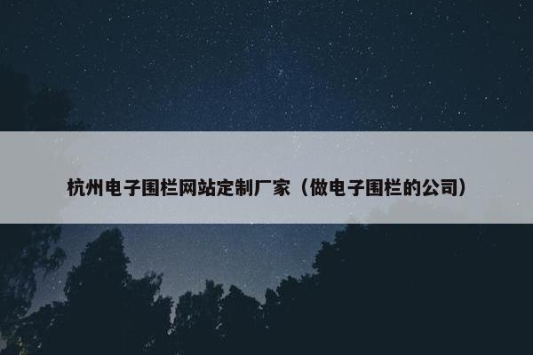 杭州电子围栏网站定制厂家（做电子围栏的公司）