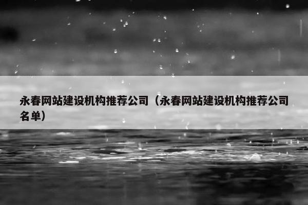 永春网站建设机构推荐公司（永春网站建设机构推荐公司名单）