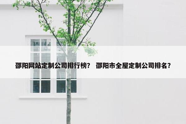 邵阳网站定制公司排行榜？ 邵阳市全屋定制公司排名？