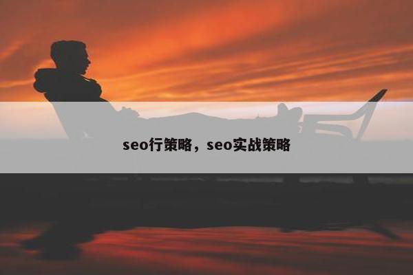 seo行策略，seo实战策略
